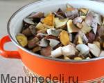 Recept på svamphodgepodge med kål för vintern